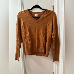 A New Day Burnt Orange Fitted V-Neck Sweater